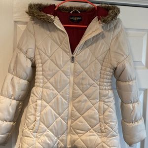 Lucky Brand Cream detachable fur Hooded Winter Coat - Girls XL